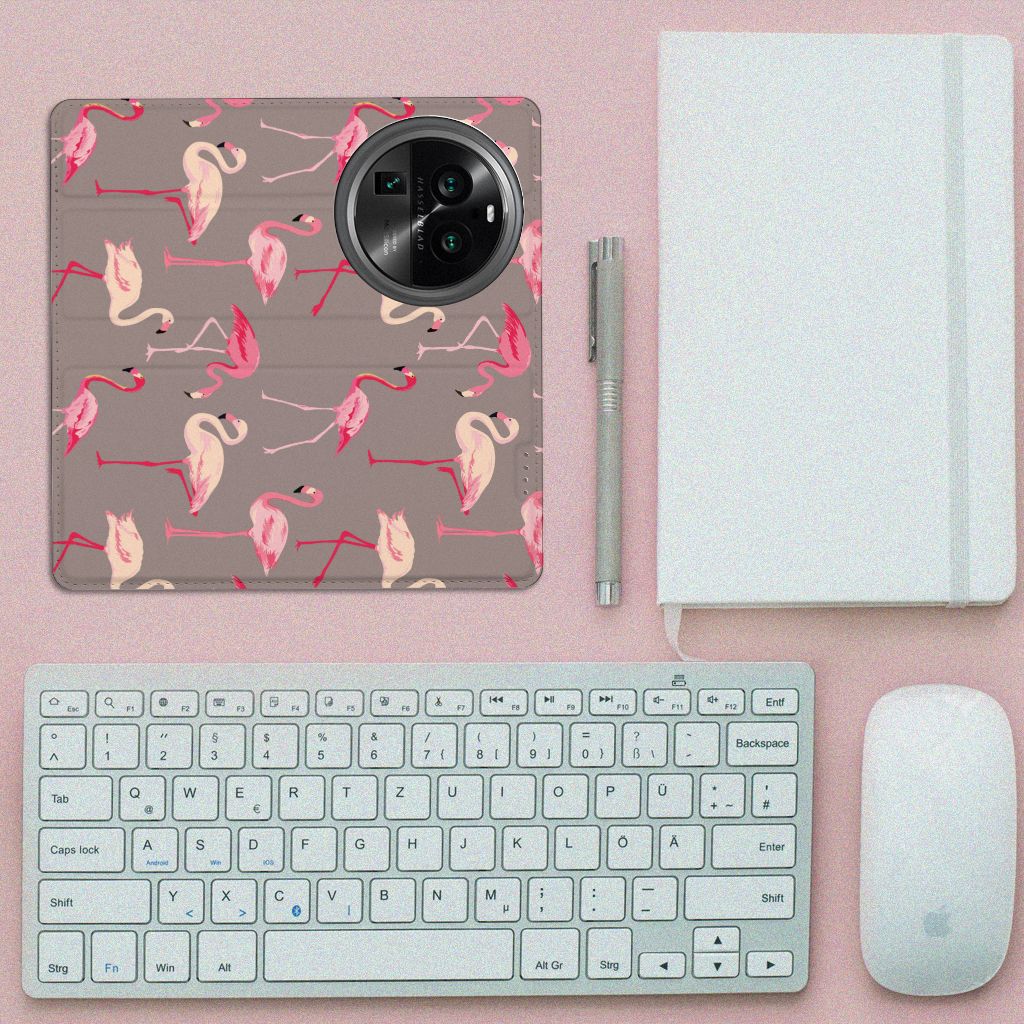 OPPO X6 Pro Hoesje maken Flamingo flamingo design bovenaanzicht
