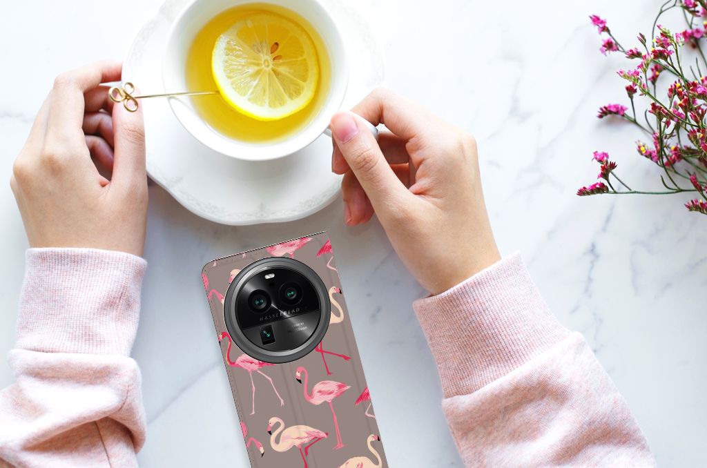OPPO X6 Pro Hoesje maken Flamingo flamingo design telefoon bovenaanzicht