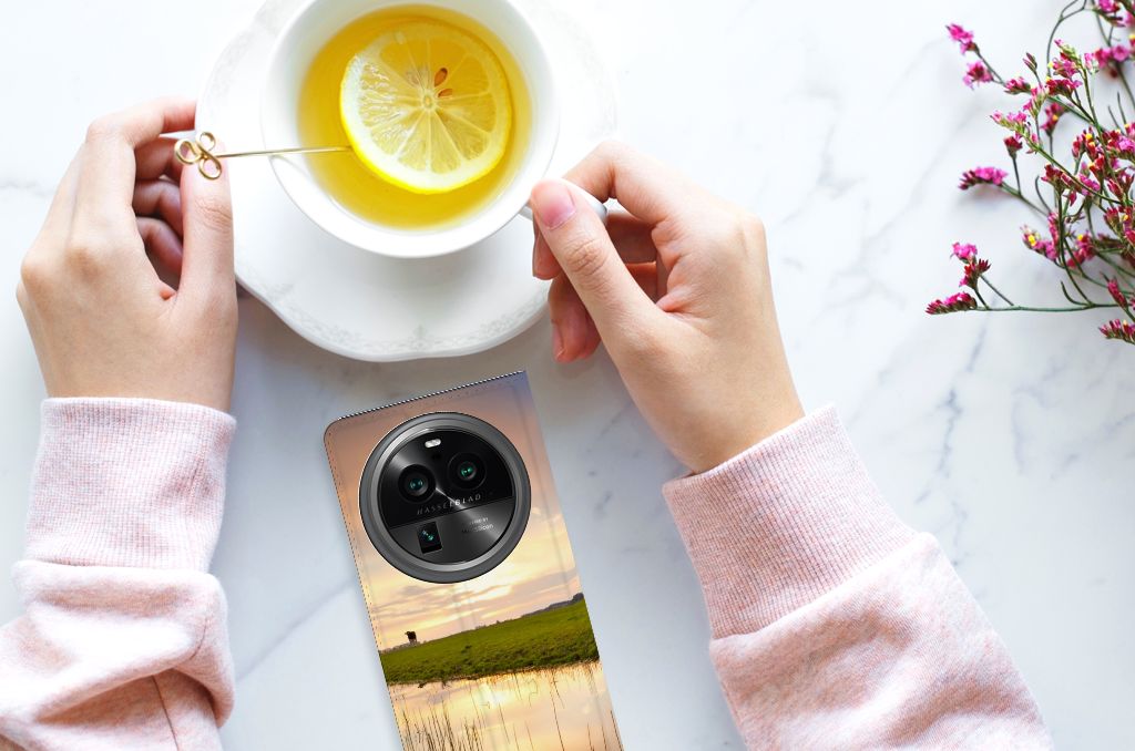 OPPO X6 Pro Hoesje maken Koe met ondergaande zon en koe, perfect cadeau voor bescherming en uitstraling ☀️.