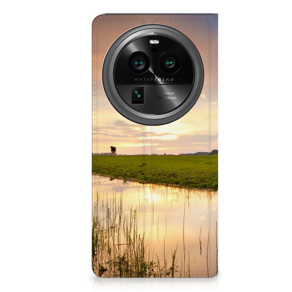 OPPO X6 Pro Hoesje maken Koe met koe en ondergang zon, perfect cadeau voor gebruiksgemak en bescherming.