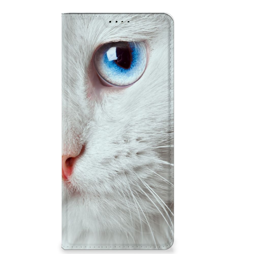 OPPO X6 Pro Hoesje maken Witte Kat hoesje witte kat close-up