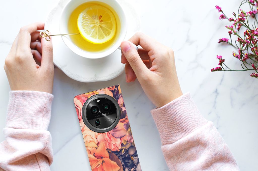 OPPO X6 Pro Smart Cover Bosje Bloemen smartphone design bloemen aanzicht