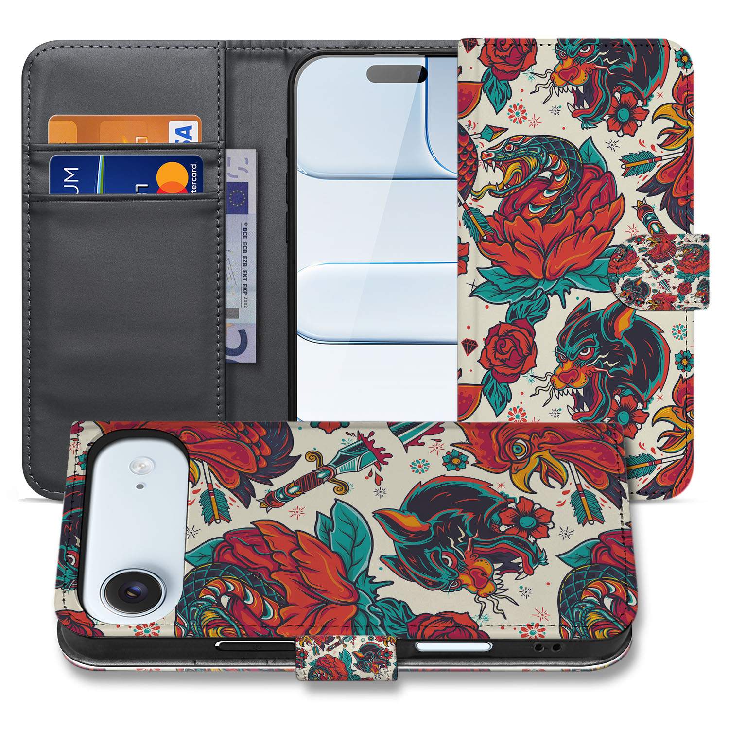 Old Skool Hoesje voor iPhone Air | Bookcase tattoo luxe design voorkant