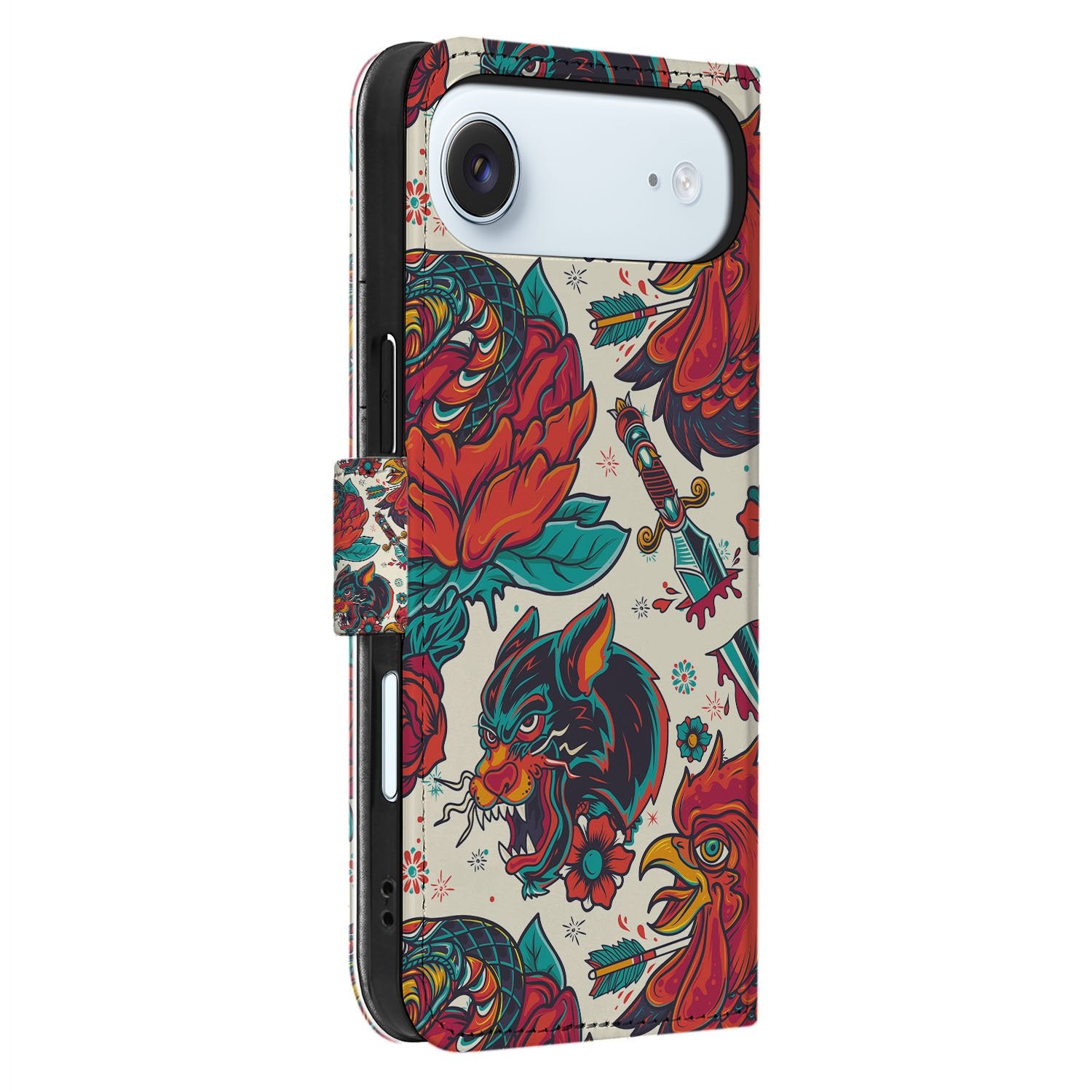 Old Skool Hoesje voor iPhone Air Bookcase tattoo luxe design zijkant