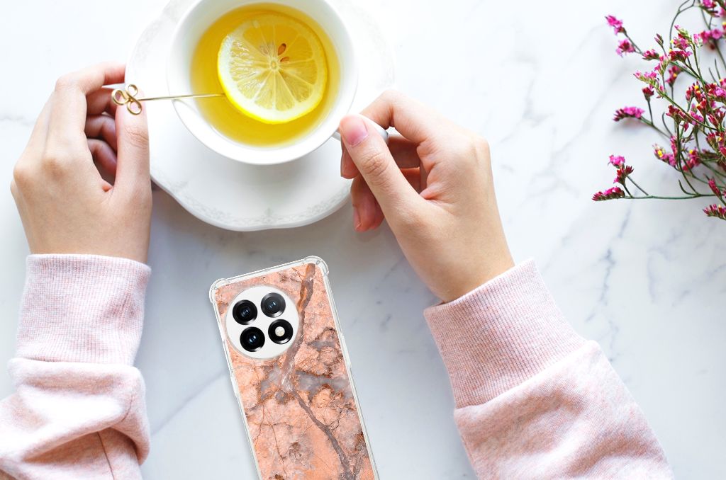 OnePlus 11 Anti-Shock Hoesje Marmer Oranje B2C Telecom