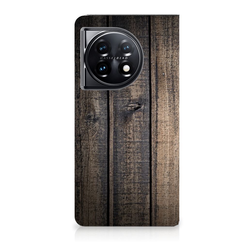 OnePlus 11 Book Wallet Case Steigerhout design steigerhout aanzicht