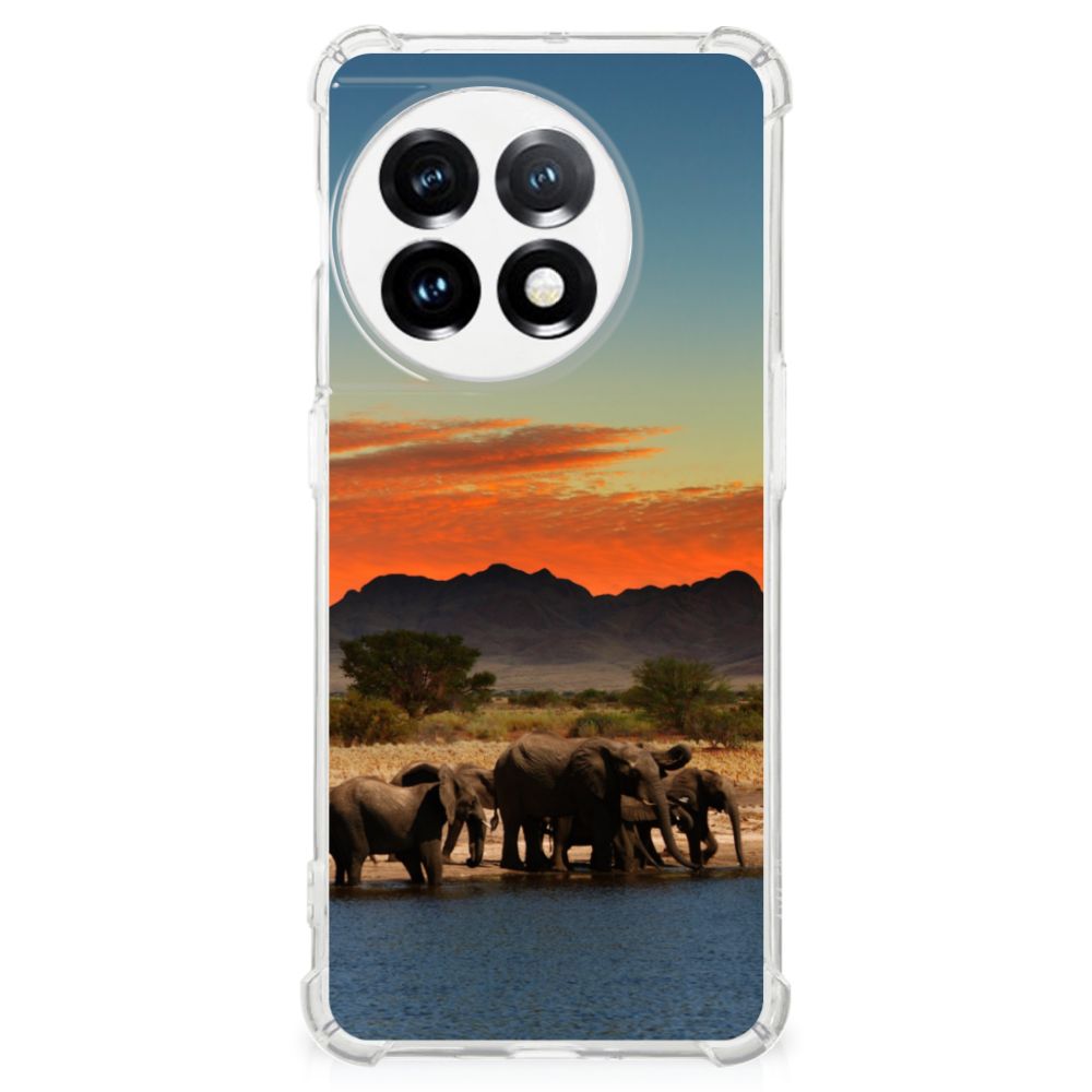 OnePlus 11 Case Anti-shock Olifanten olifanten landschap voorkant
