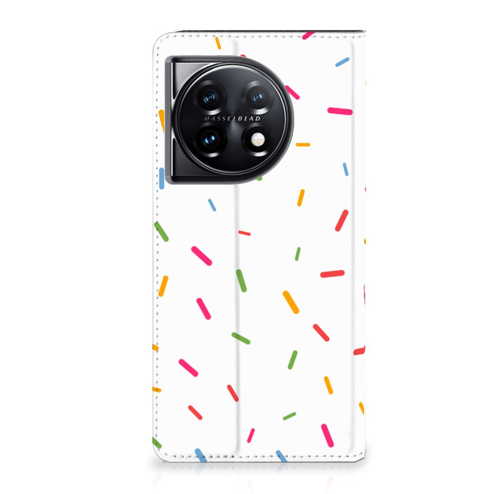 OnePlus 11 Flip Style Cover Donut Roze hoesje design donut kleurrijk