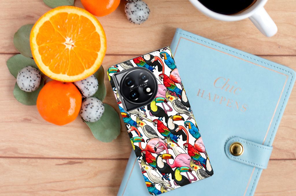 OnePlus 11 Hoesje maken Birds met tropische vogels, kleurrijk design voor bescherming en stijl 🍍.