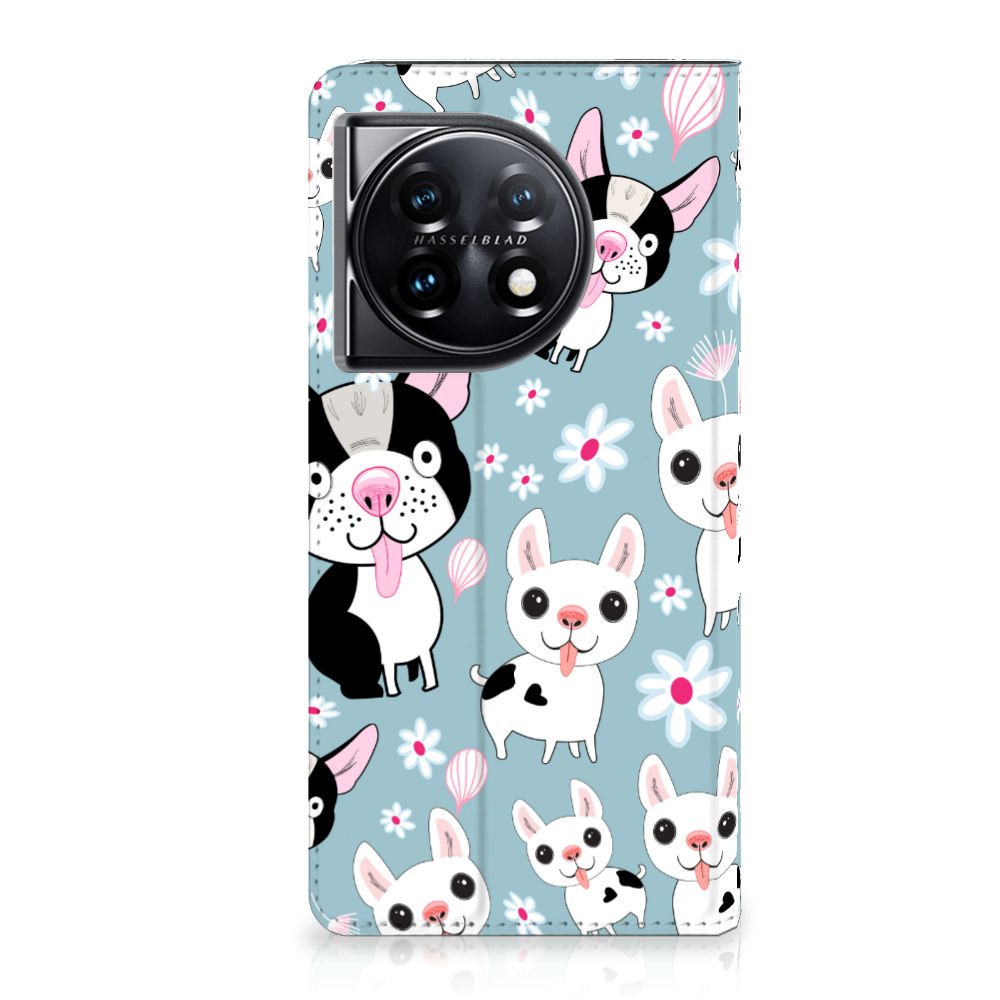 OnePlus 11 Hoesje maken Hondjes hoesje honden zwart wit ontwerpen vooraanzicht