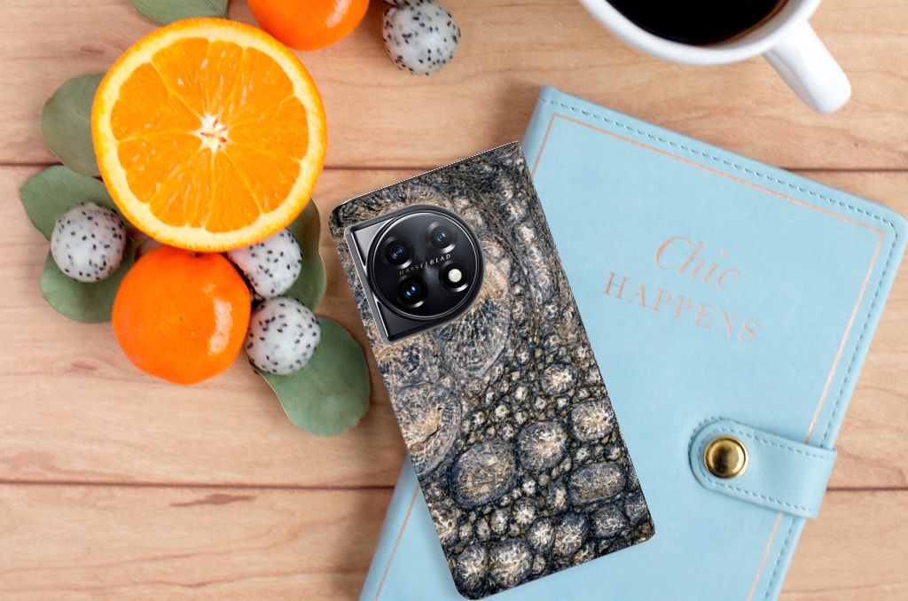 OnePlus 11 Hoesje maken Krokodillenprint smartphone krokodillenprint bovenaanzicht