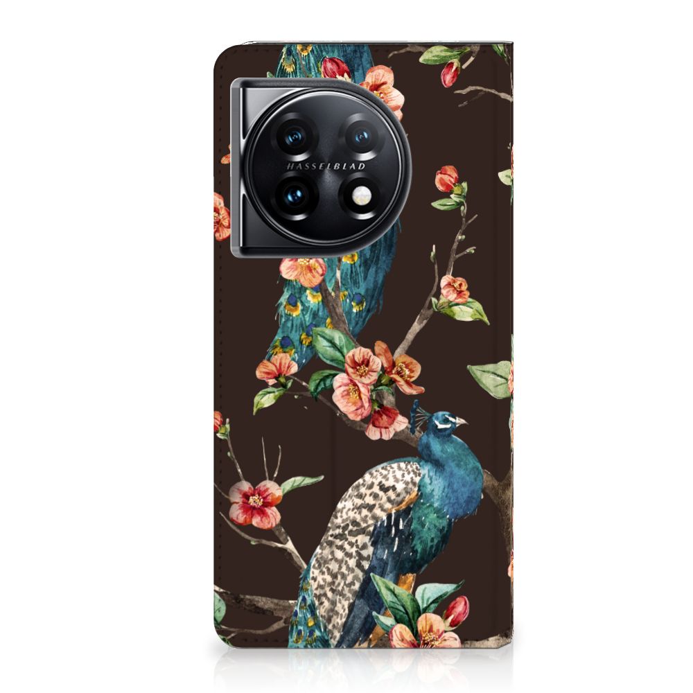 OnePlus 11 Hoesje maken Pauw met Bloemen, duurzaam design met bloemmotief 🌸 voor bescherming en gebruiksgemak.