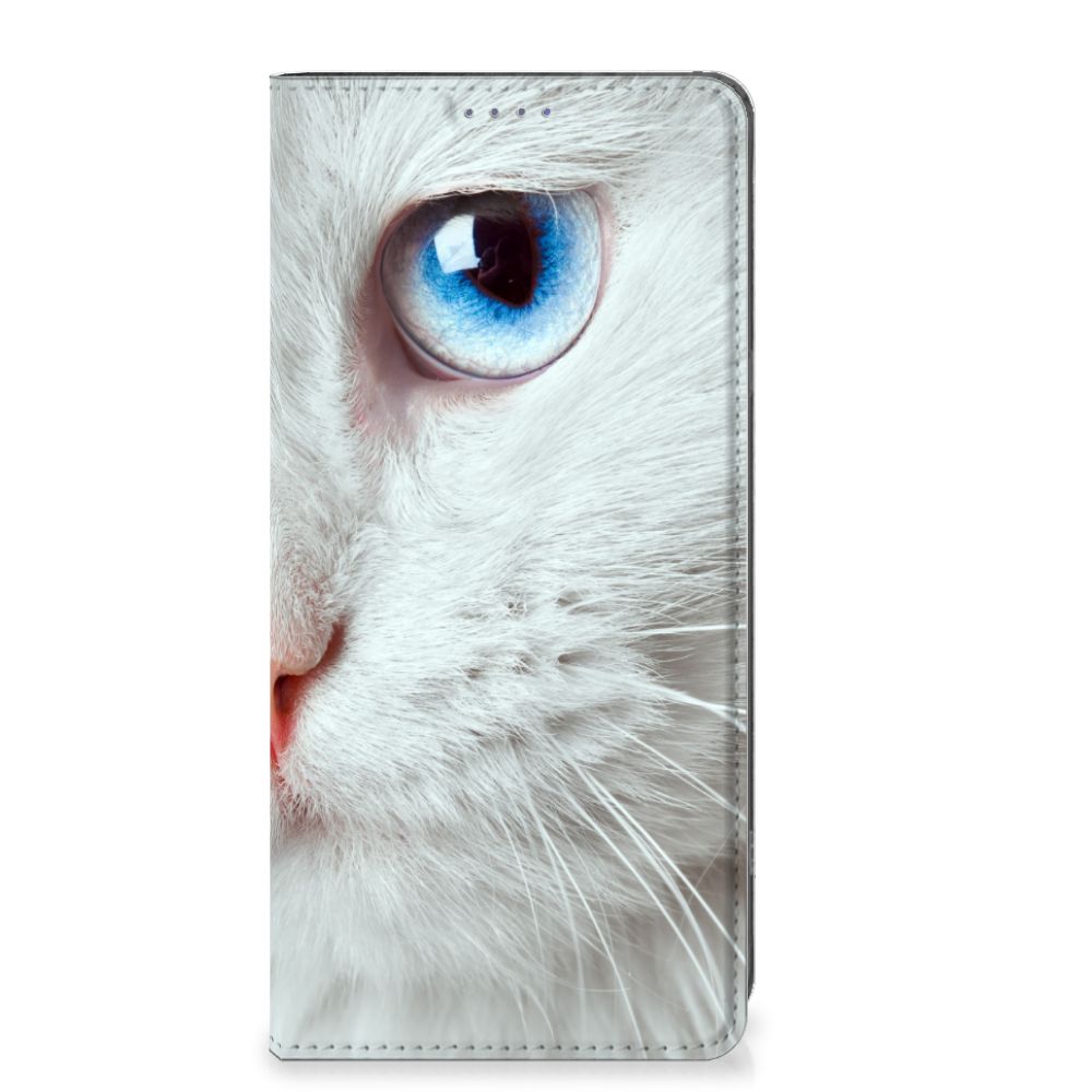 OnePlus 11 Hoesje maken Witte Kat design hoesje kat close-up