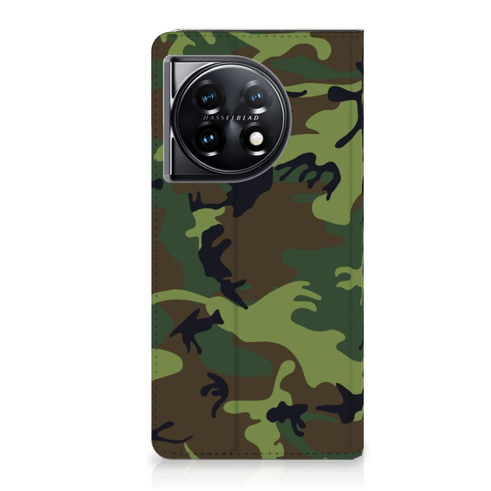 OnePlus 11 Hoesje met Magneet Army Dark camouflage design voorkant