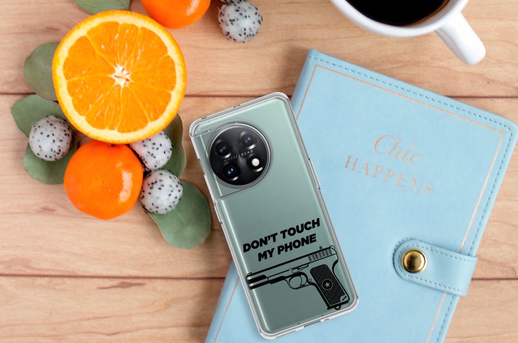 OnePlus 11 Silicone-hoesje Pistol DTMP bovenaanzicht telefoonhoesje met pistol ontwerp