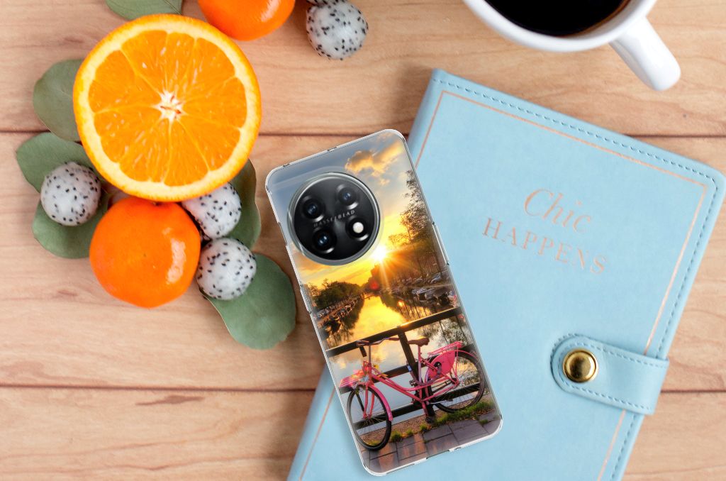 OnePlus 11 Siliconen Back Cover Amsterdamse Grachten design Amsterdamse grachten aanzicht
