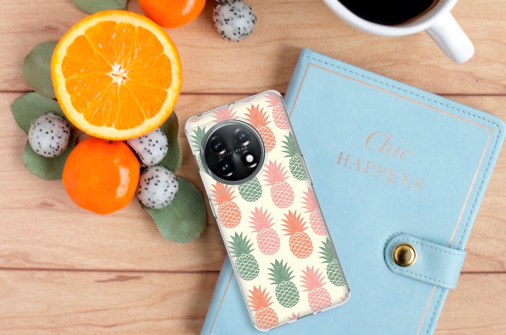 OnePlus 11 Siliconen Case Ananas ananas design boven