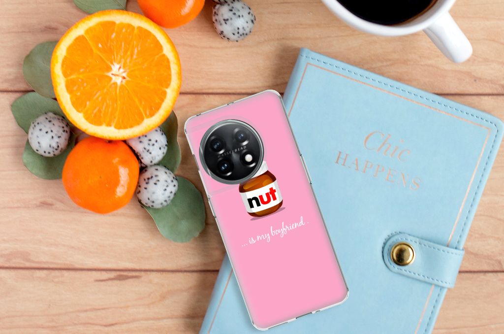 OnePlus 11 Siliconen Case Nut Boyfriend smartphone design nut boyfriend roze aanzicht
