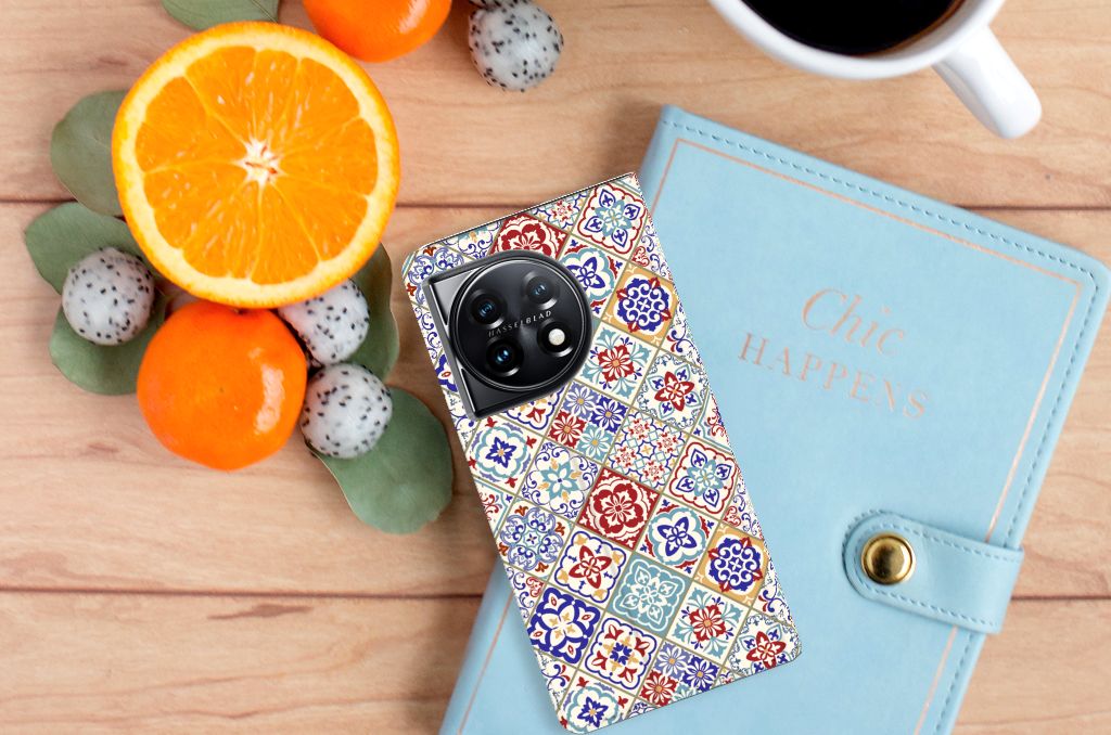 OnePlus 11 Standcase Tiles Color design kleurrijk aanzicht