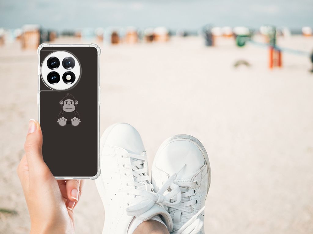 OnePlus 11 Stevig Bumper Hoesje Gorilla telefoonhoesje aap ontwerp beach