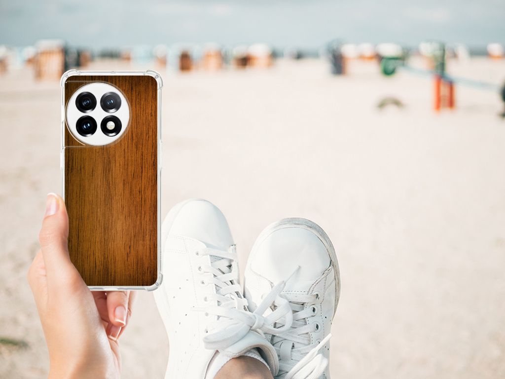 OnePlus 11 Stevig Telefoonhoesje Donker Hout B2C Telecom