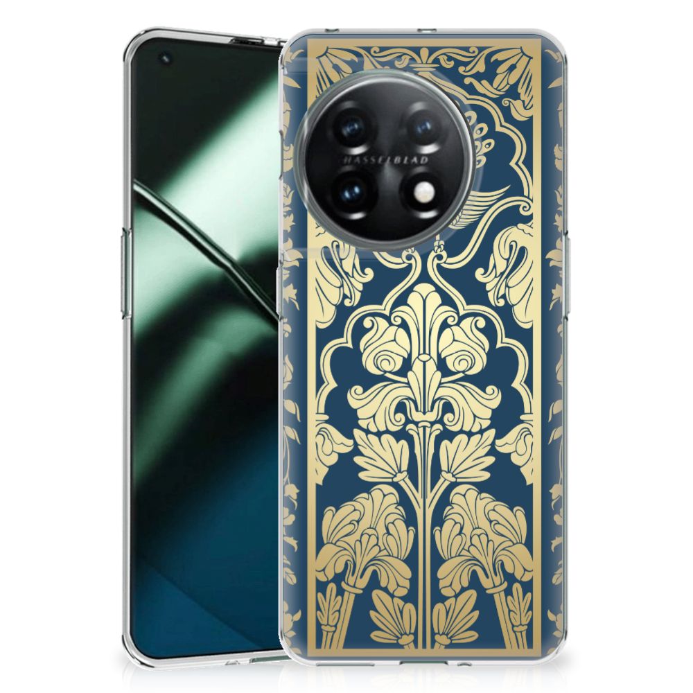 OnePlus 11 TPU Case Beige Flowers hoesje beige bloemen voorkant