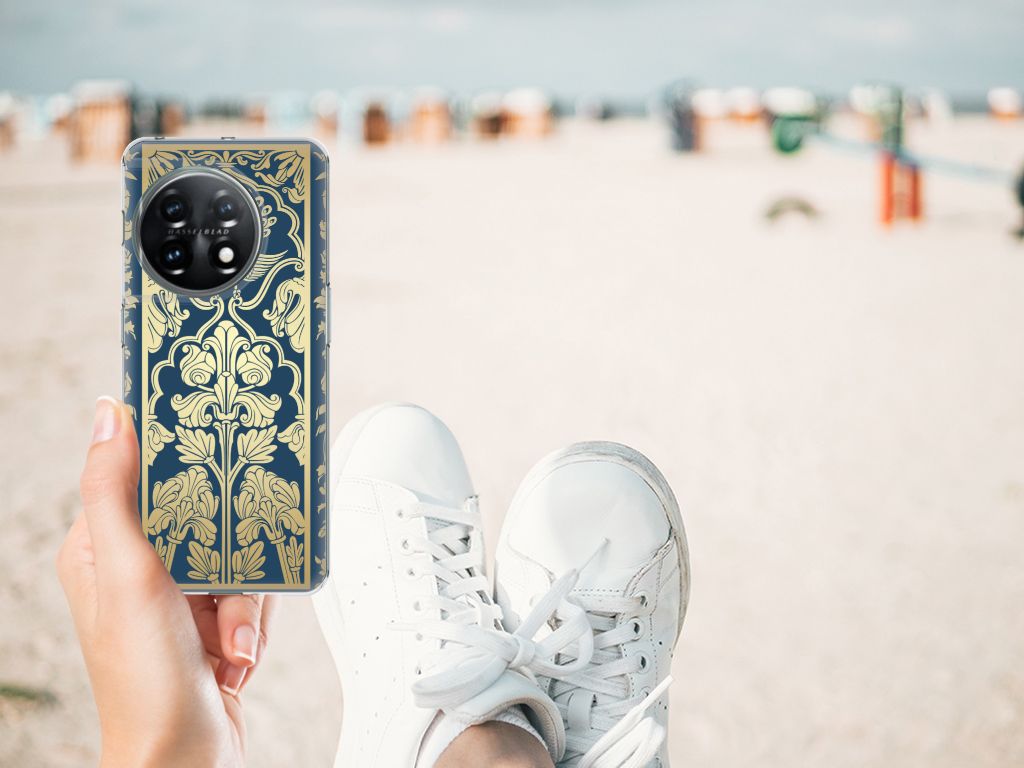 OnePlus 11 TPU Case Beige Flowers design beige flowers aanzicht
