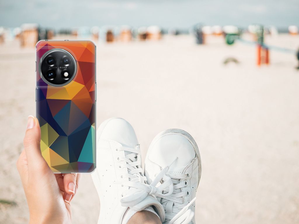 OnePlus 11 TPU Hoesje Polygon Color design kleurrijke driehoeken aanzicht