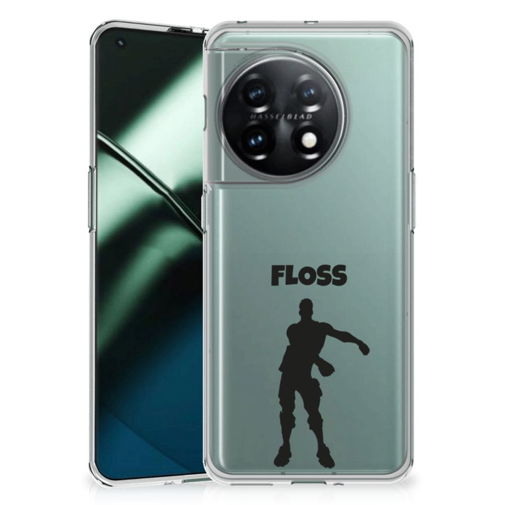 OnePlus 11 Telefoonhoesje met Naam Floss transparant Floss design aanzicht