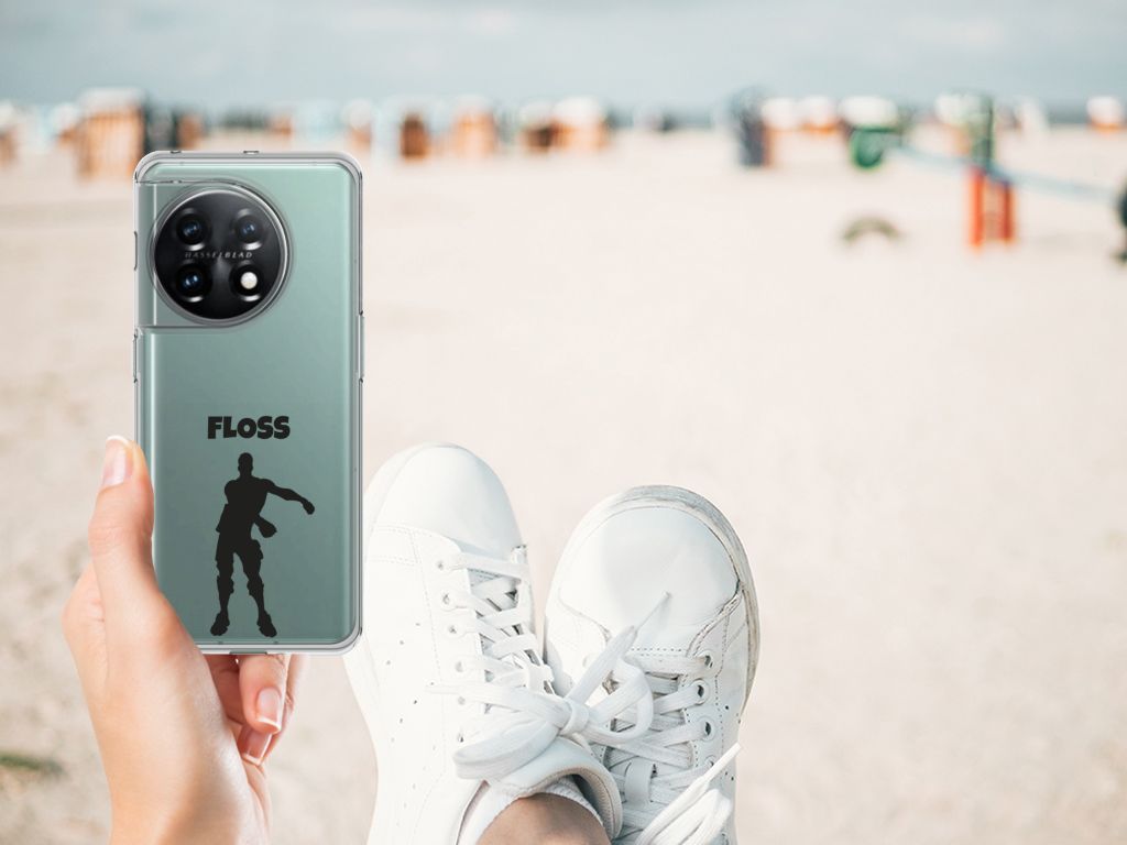 OnePlus 11 Telefoonhoesje met Naam Floss design zijaanzicht