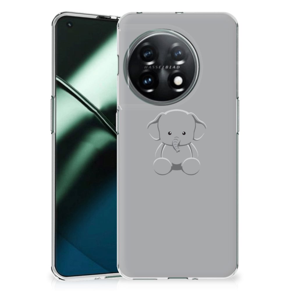 OnePlus 11 Telefoonhoesje met Naam Grijs Baby Olifant