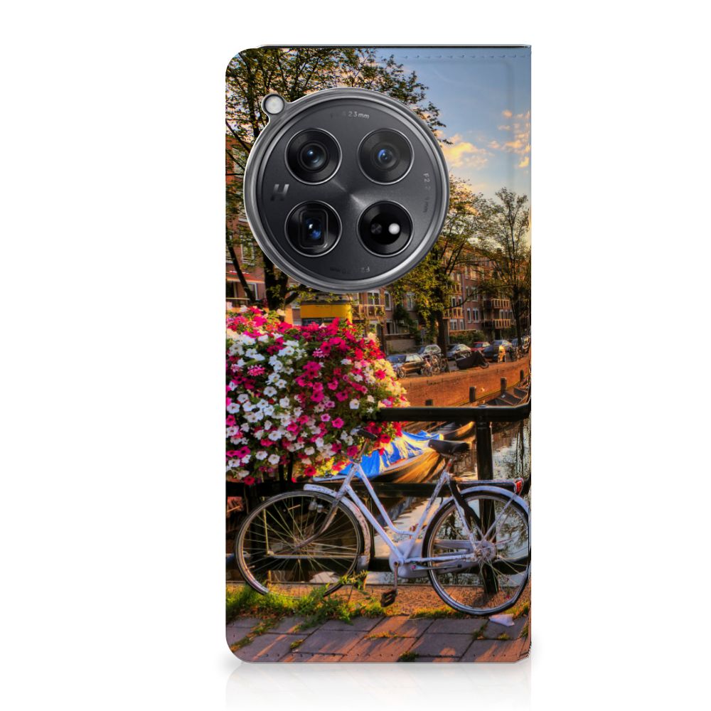 OnePlus 12 Book Cover Amsterdamse Grachten design fiets gracht aanzicht