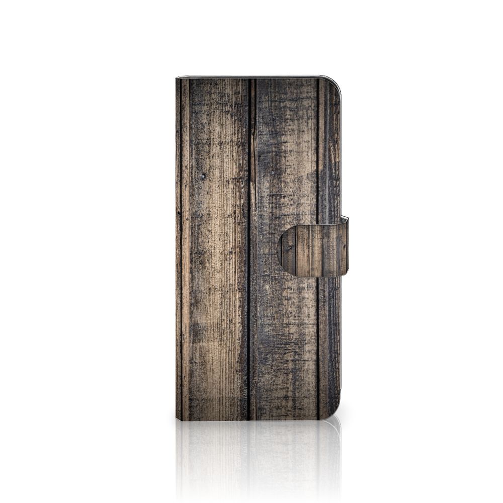 OnePlus 12 Book Style Case Steigerhout met een robuust houten design voor stijl, gebruiksgemak en bescherming.