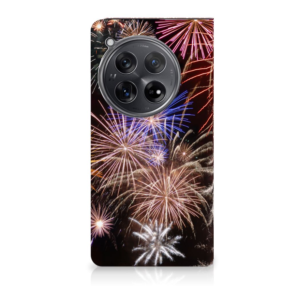 OnePlus 12 Hippe Standcase Vuurwerk siervuurwerk kleurrijk design aanzicht