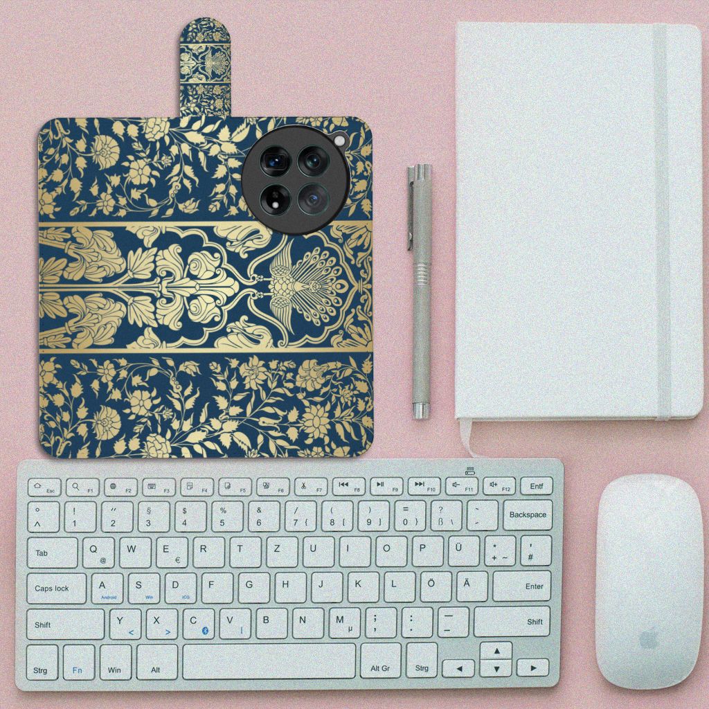 OnePlus 12 Hoesje Beige Flowers met luxe design, perfect als cadeau voor gebruiksgemak en bescherming.