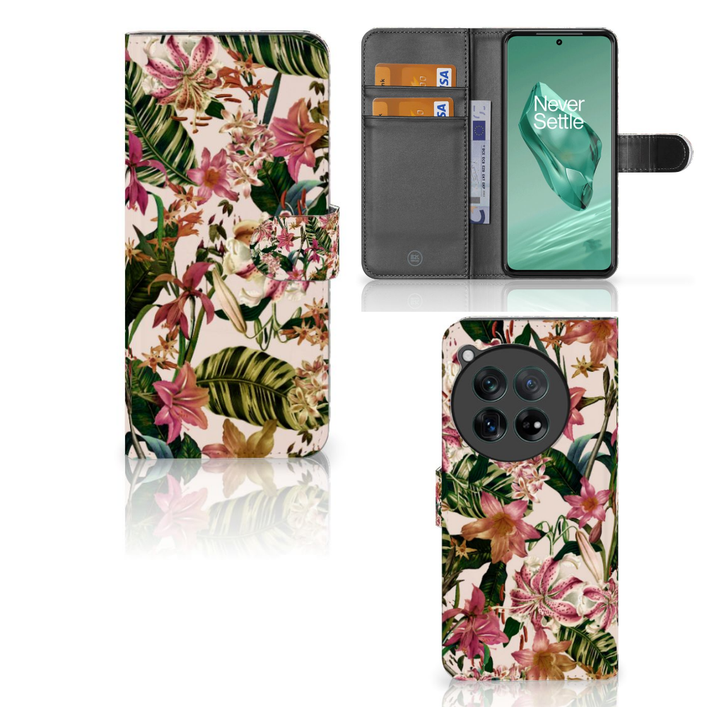OnePlus 12 Hoesje Flowers hoesje bloemen design voorkant binnenkant
