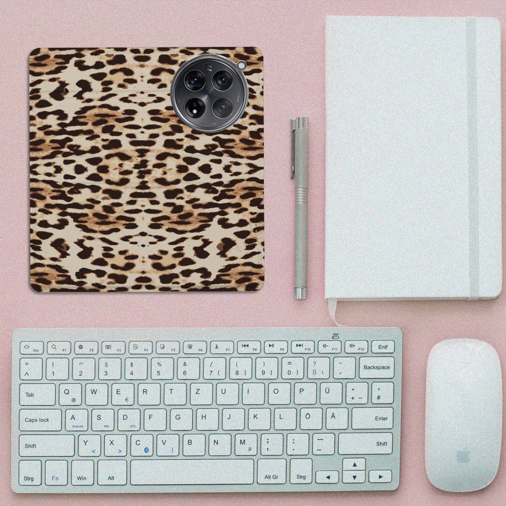 OnePlus 12 Hoesje maken Leopard hoesje luipaardprint bovenaanzicht