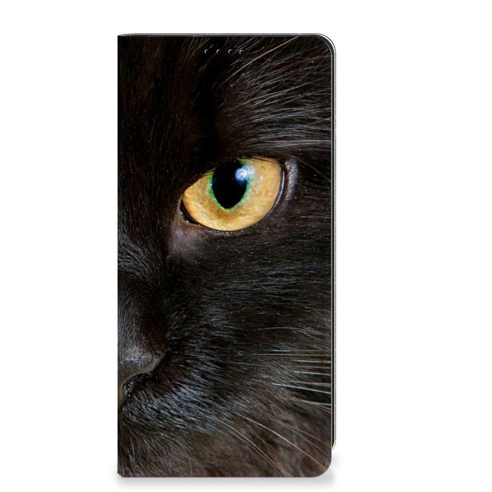 OnePlus 12 Hoesje maken Zwarte Kat stand case zwarte kat oog close-up