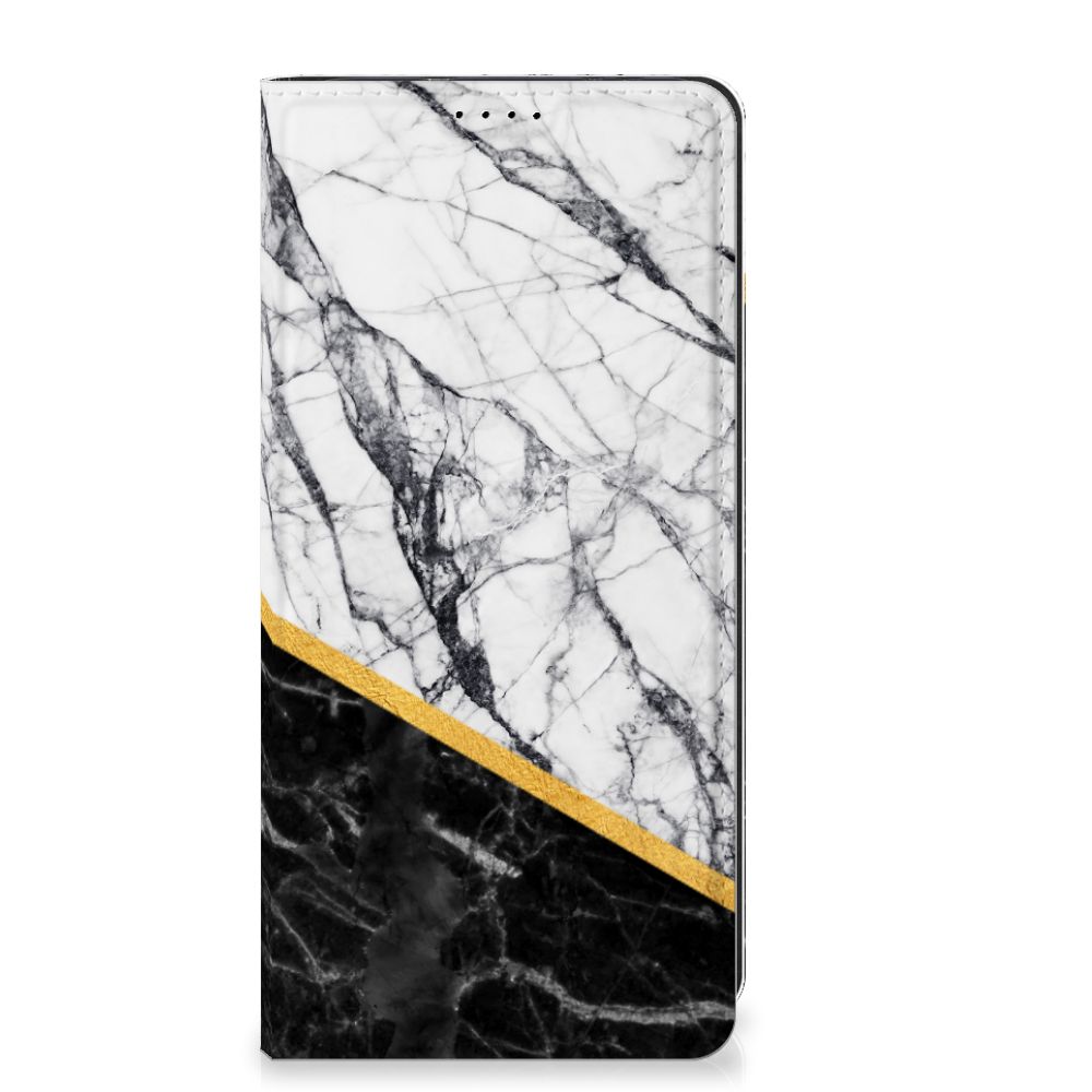 OnePlus 12 Standcase Marmer Wit Zwart design marmer aanzicht