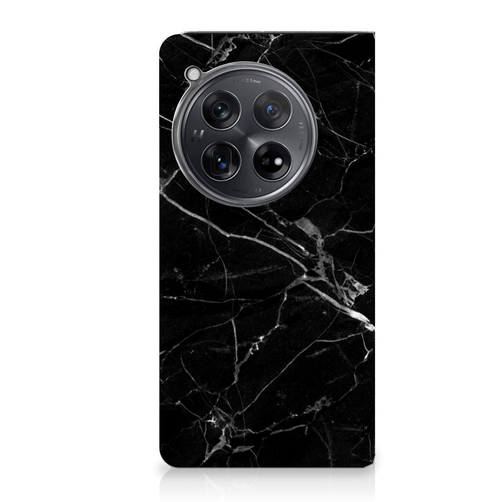 OnePlus 12 Standcase Marmer Zwart Origineel Cadeau Vader design zwart marmer voorkant