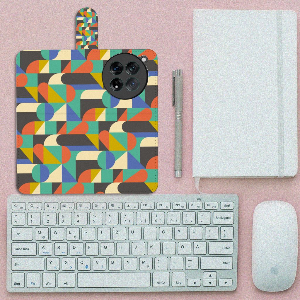 OnePlus 12 Telefoon Hoesje Funky Retro design abstract aanzicht