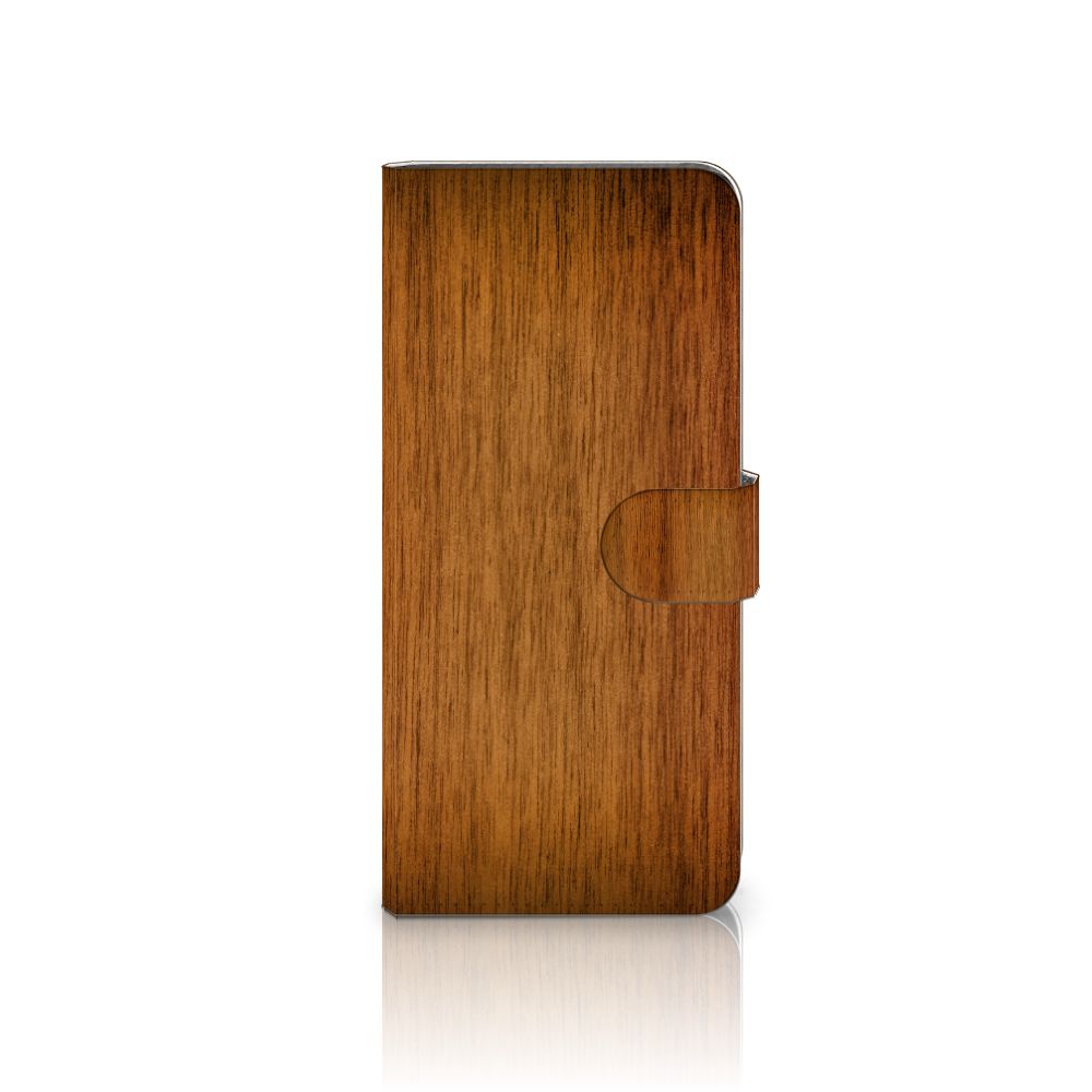 OnePlus 13 Book Style Case Donker Hout houten hoesje zijkant