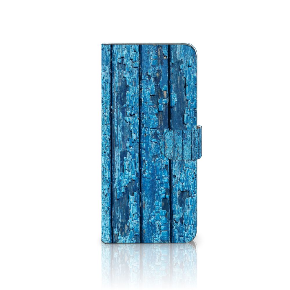 OnePlus 13 Book Style Case Wood Blue boekhoesje blauw hout vooraanzicht