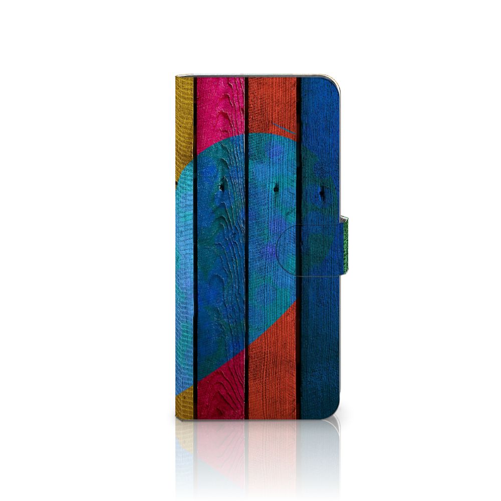 OnePlus 13 Book Style Case Wood Heart cadeau voor je vriend boekhoesje design hartje aanzicht