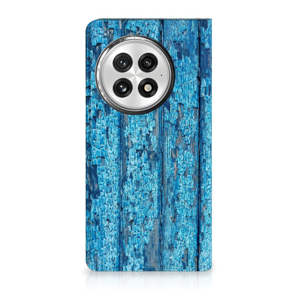 OnePlus 13 Book Wallet Case Wood Blue blauw hout vooraanzicht
