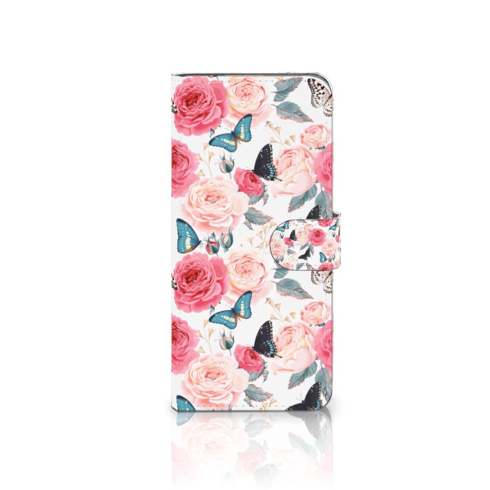 OnePlus 13 Hoesje Butterfly Roses boekhoesje met rozen en vlinders aanzicht
