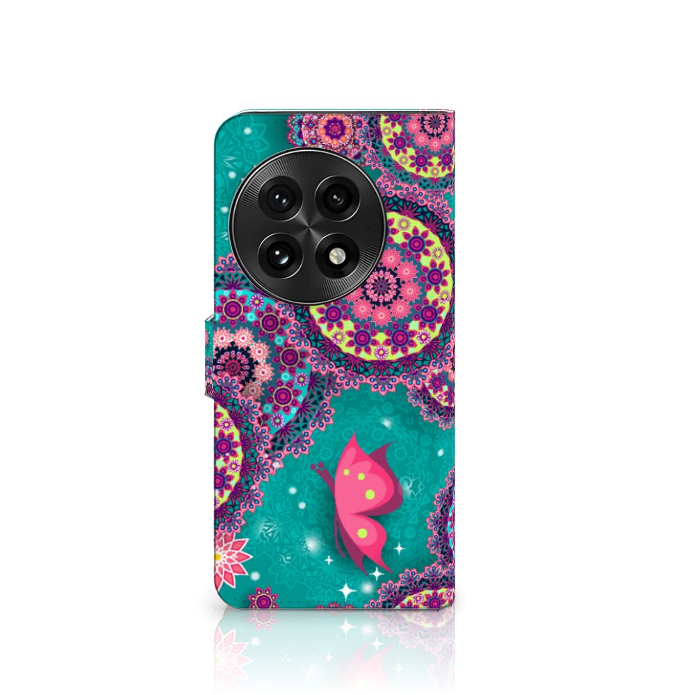 OnePlus 13 Hoesje Cirkels en Vlinders bookstyle case cirkels vlinders front