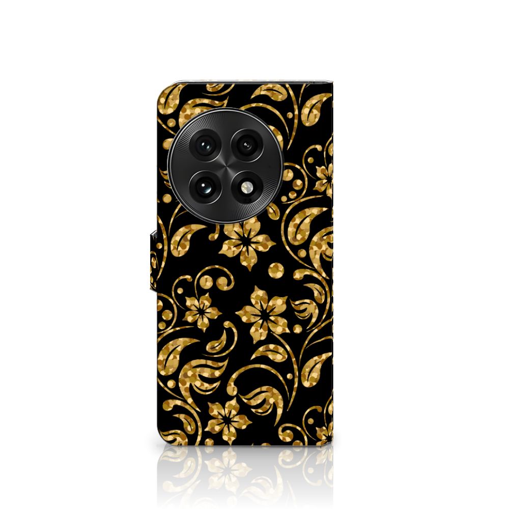 OnePlus 13 Hoesje Gouden Bloemen telefoonhoesje goud bloemen design voorkant
