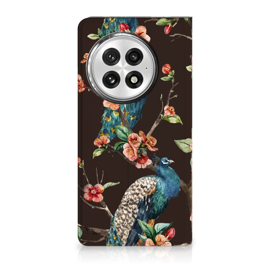 OnePlus 13 Hoesje maken Pauw met Bloemen hoesje pauw bloemen voorkant