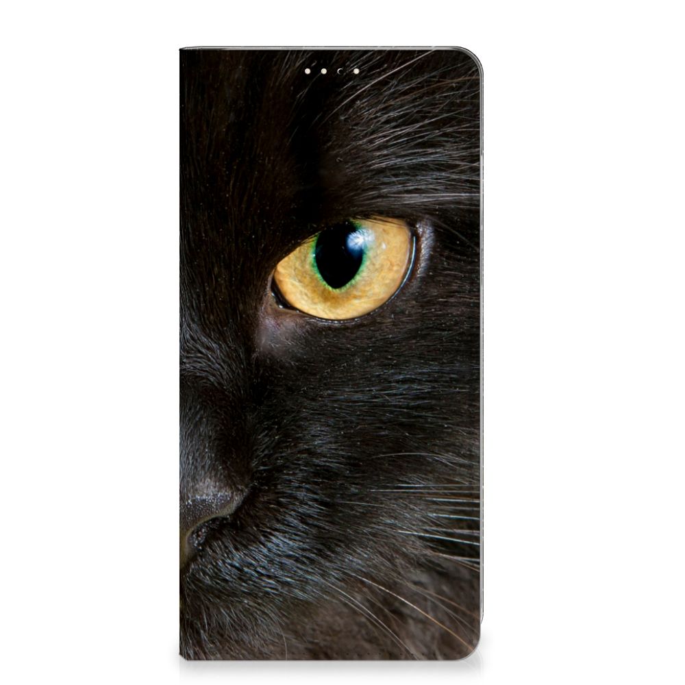 OnePlus 13 Hoesje maken Zwarte Kat design hoesje zwarte kat close-up ogen